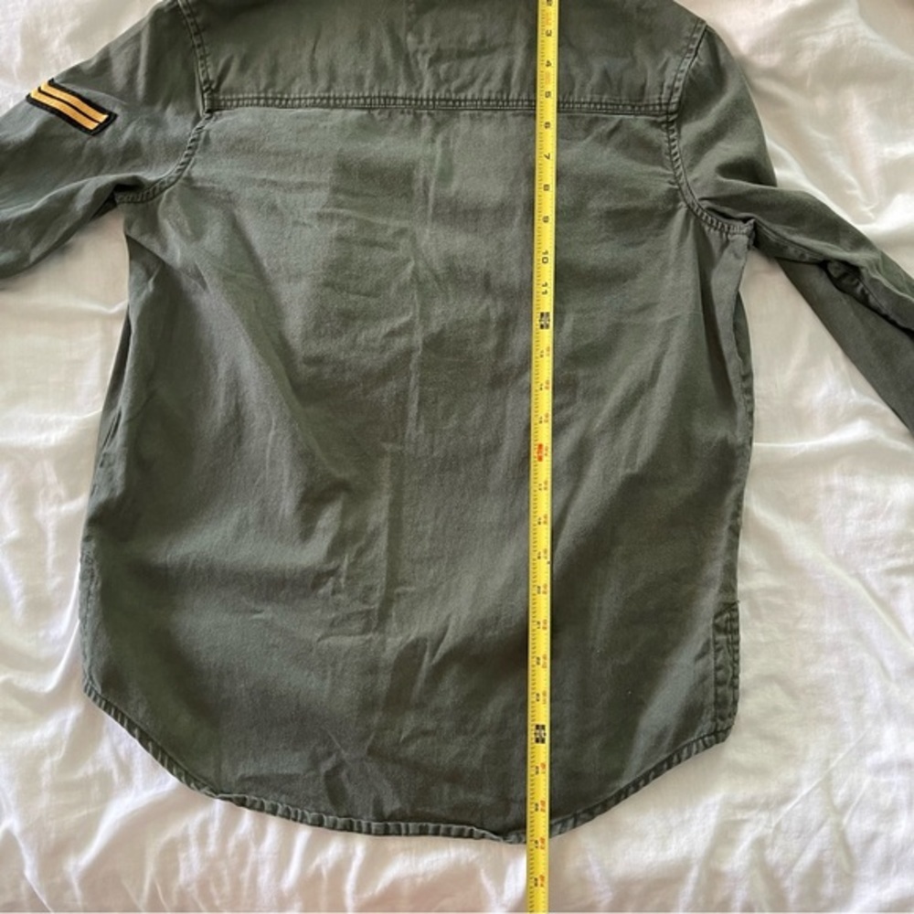 Olive Green Button Down Shacket Chevron Patch - image 7